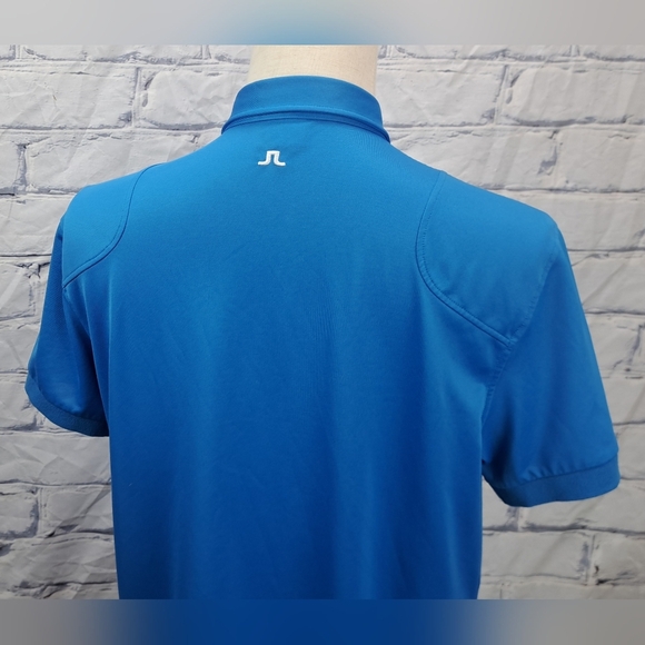 J. Lindeberg Mens Golf Polo Shirt Fieldsensor Fabric Asymmetrical Zip Blue Large - Picture 13 of 16